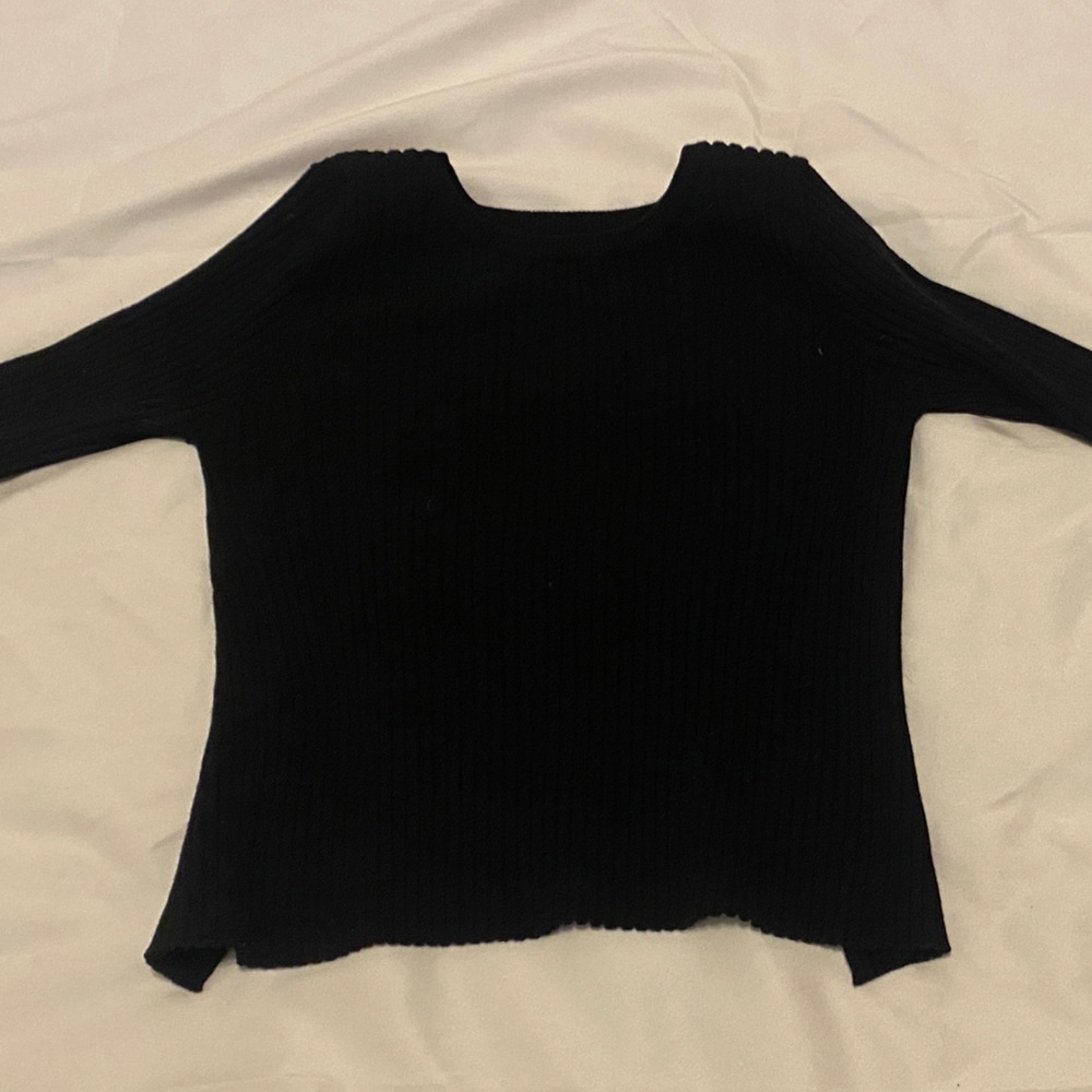 Elegant stretchy ribbed Black Women's Top